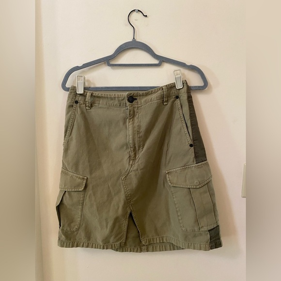 Rag & Bone Army Green Striped Cotton Canvas Utility Cargo Skirt Size 28 - Picture 10 of 12